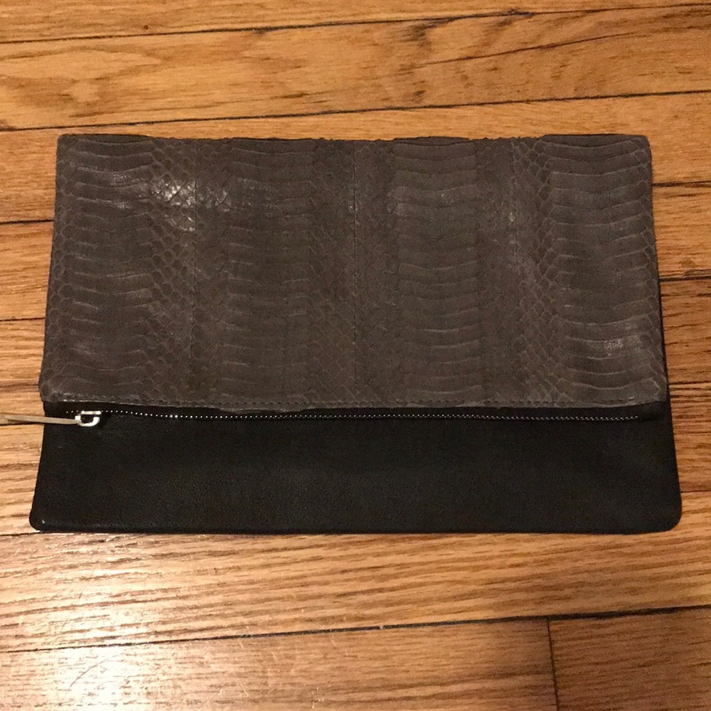 Elizabeth Weinstock Grey & Black Folded Clutch